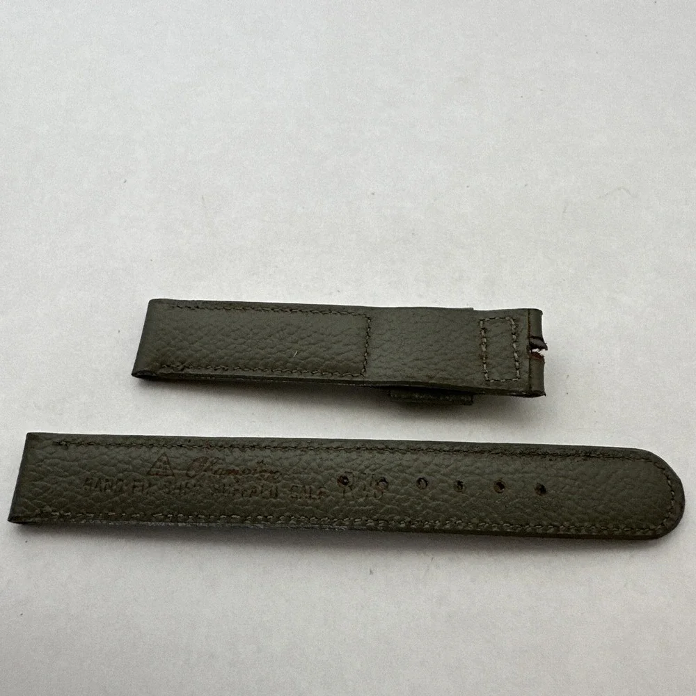 Champion Olive Green Buffalo Calf Leather Watch Strap Band Hand Finished Vintage